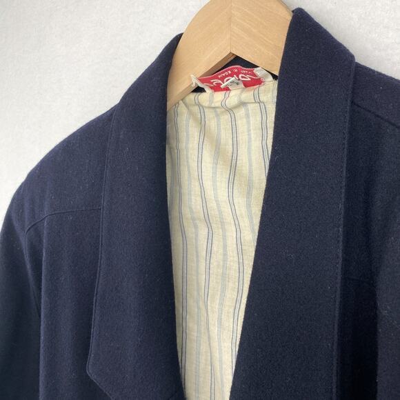 BYBLOS Blazer 6 Wool Double Breasted Pleated Back Jacket Blue Italy Vintage 80s - Picture 3 of 16